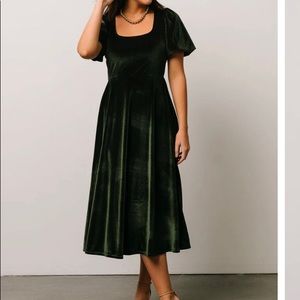 Baltic Born Midi Green Velvet Dress